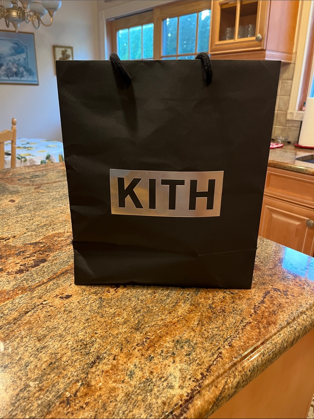 KITH Black Shopper Bag with Silver Logo 13 3/4 x 11